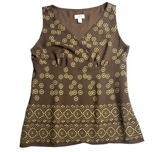 Ann Taylor LOFT Brown Sleeveless V-Neck Blouse Size 12‎